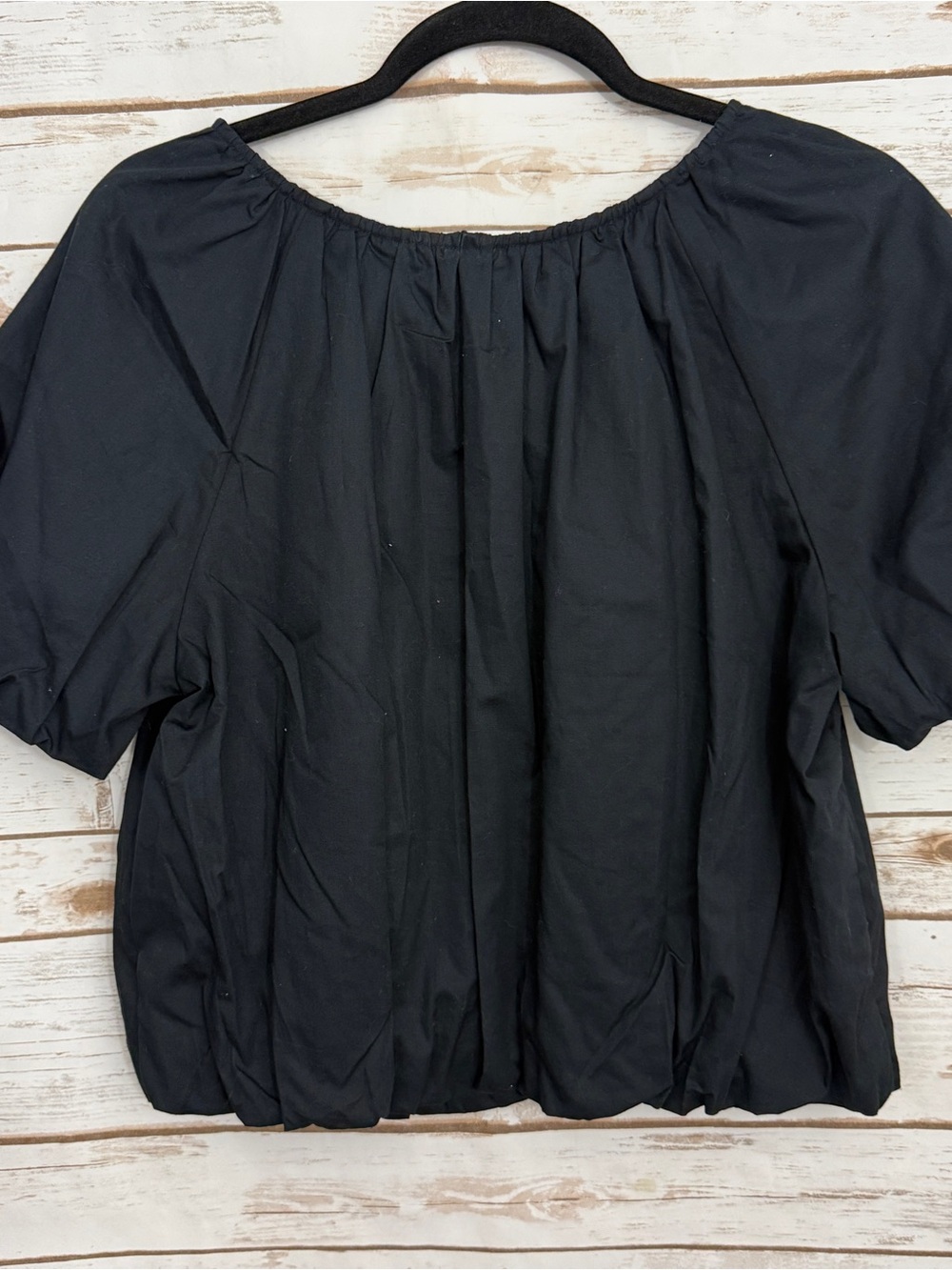 Anthropologie Black Popover Puff Short Sleeve Blouse Medium - Picture 2 of 9